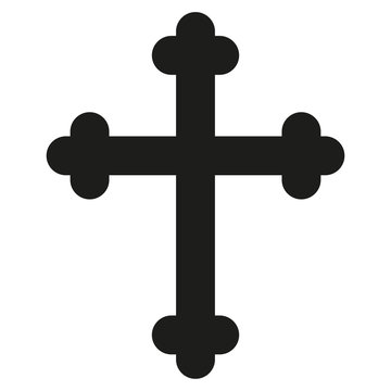 Cross Botton Icon black silhouette. Ancient Christian sign. Vector illustration.