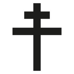 Patriarchal Cross Icon black silhouette. Ancient Christian sign. Vector illustration.