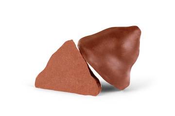 Chocolate sweets on a white background