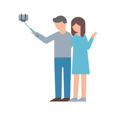 Vector illustration of a couple taking selfie