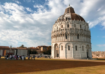 Detail of Miracles Square in Pisa on a sunny day, Tuscany - Ital