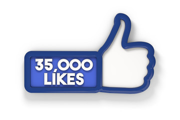 35,000 likes social media thumbs up banner