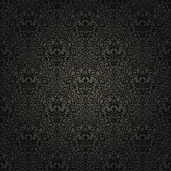 Seamless background of black color in the style of Damascus