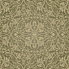 Seamless background of green color in the style of baroque