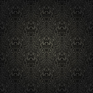 Seamless background of black color in the style of Damascus © natalitovchenko