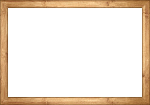 empty wooden retro picture or blackboard frame with bamboo wood isolated on white background / Holzrahmen Bambus isoliert auf weißem Hintergrund