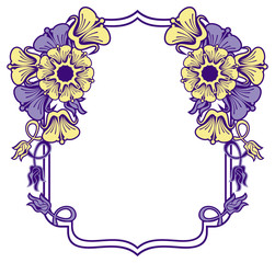 Beautiful frame with blue and yellow  flowers. 