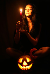 A young woman prepares for Halloween Challenge