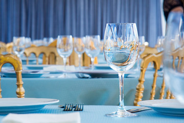 Empty wineglass waiting for refill 