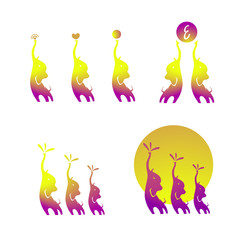 colored silhouette of a proud elephants