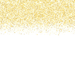 Gold glitter texture. Golden shiny sparkles on white background.