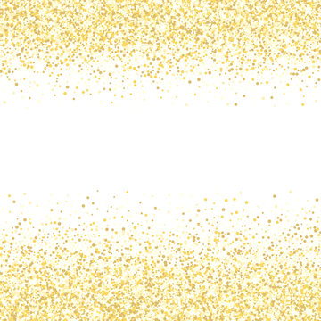 Gold glitter texture. Golden shiny sparkles on white background.
