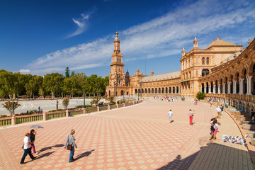 Obraz premium Architectural complex of Plaza de Espana in Sevilla, Andalusia province, Spain.