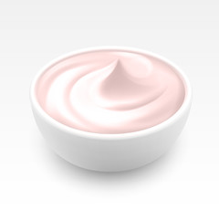 Bowl of Sour Sauce Mayonnaise Ice Cream Isolated on Background