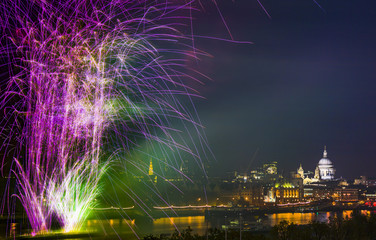 Fireworks in London on 5th November on the Guy Fawkes night. 