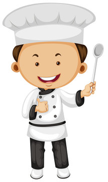 Male chef holding spoon