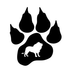 Vector silhouette of lion's paw.