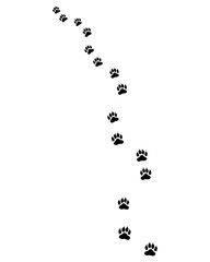 Black footprints of dog, turn left, vector