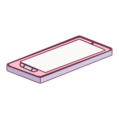 tech touch tablet camera with buttons lying down minimalist vector illustration