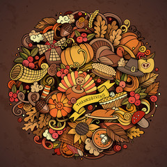 Cartoon Doodle Thanksgiving Day circle illustration