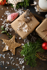 Christmas gift box and decorations