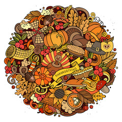 Cartoon Doodle Thanksgiving Day circle illustration