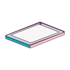 tech touch tablet camera front lying down minimalist vector illustration