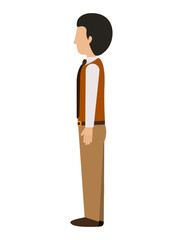 man standing left profile blazer with tie vector illustration