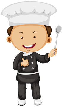Male chef holding spoon