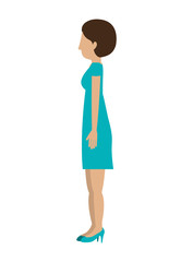 woman standing dress left profiles short hair vector illustration