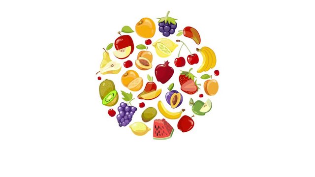 Fresh fruits circle moving animation