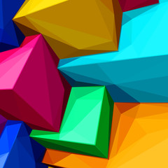 Abstract background with colorful cubes and triangular shadows f