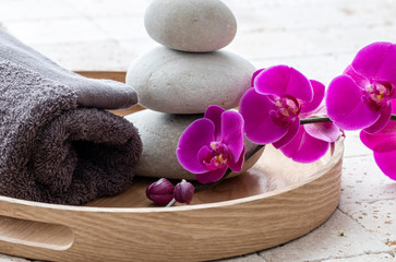 Obraz na płótnie Canvas mindfulness and balance concept for natural body massage after bath