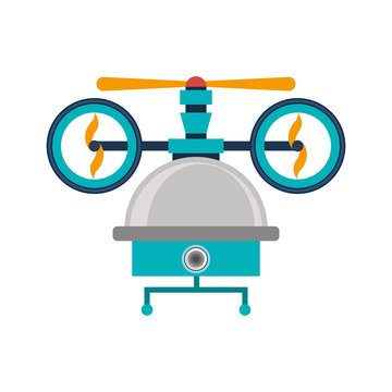 recommend clip art: drone of three airscrew with cabin and camera vector illustration