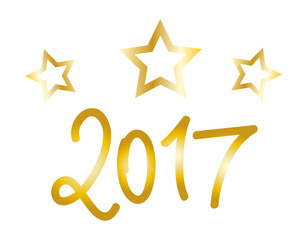 Neujahr, Silvester, Frohes neues Jahr,Neues Jahr 2017 mit goldenen Sternen, Jahreswechsel