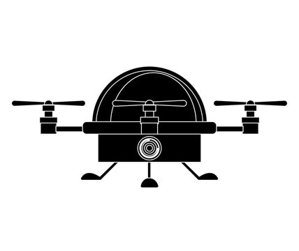 recommend clip art: silhouette drone advanced with cabin and three airscrew vector illustration