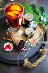 Mulled tea with spices and jam