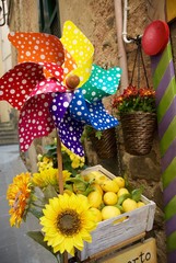 cesto fiori e frutta