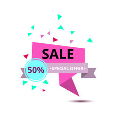 Sale vector origami concept banner template