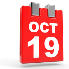 October 19. Calendar on white background.