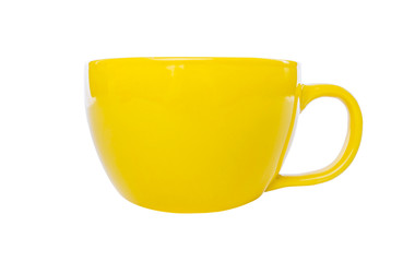 Yellow cup isolated.