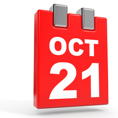 October 21. Calendar on white background.
