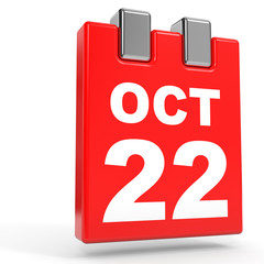 October 22. Calendar on white background.