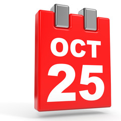 October 25. Calendar on white background.