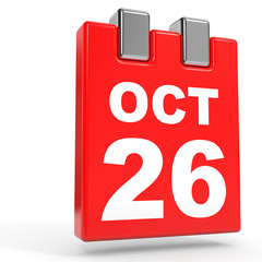 October 26. Calendar on white background.