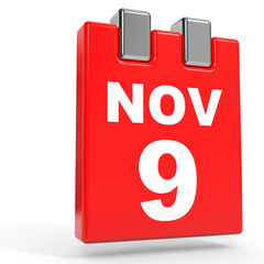 November 9. Calendar on white background.