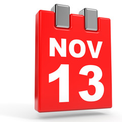 November 13. Calendar on white background.