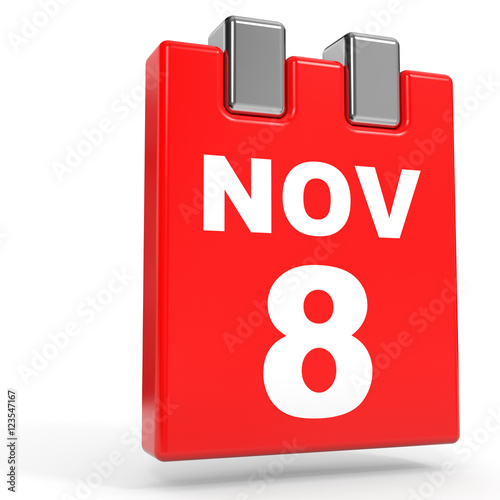 "November 8. Calendar on white background." photo libre de droits sur