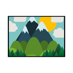 picture of landscape colorful with mountains vector illustration