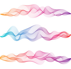 Vector abstract curved lines background. The pattern of smoke wave.